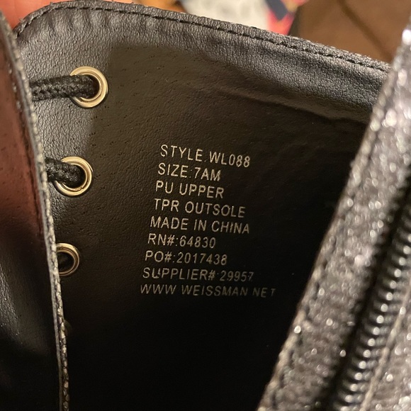 Balera Glitter Black Combat Boots - Picture 6 of 6